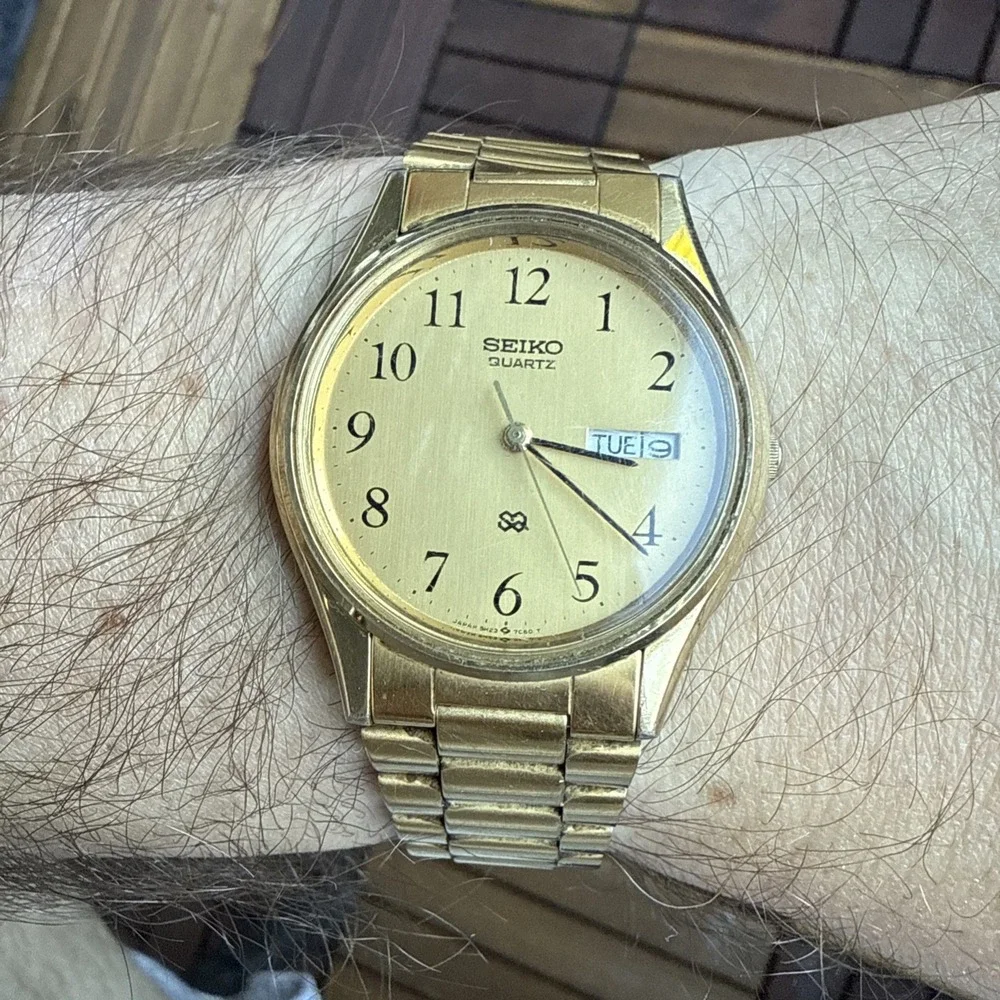 Rare Vintage SEIKO Mens Watch‎ 1996 Golden Tone OCTO With Date Month